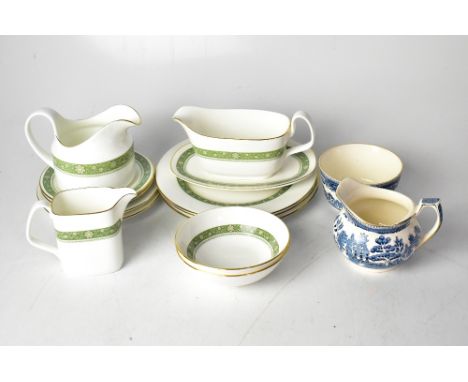 ROYAL DOULTON; a quantity of 'Rondelay' pattern dinnerware, comprising a pair of lidded tureens, sauce boat and saucer, nine 