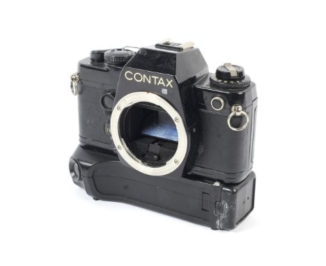 A Contax 139 Quartz 35mm SLR camera body. With a Contax 139 Winder II