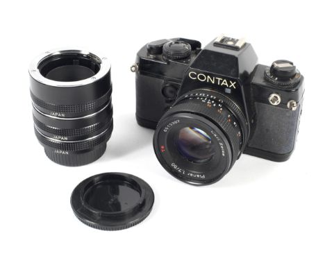 A Contax 139 quartz camera. With Carl Zeiss Planar 50mm 1.7 lens and Contax extension tubes. Camera body serial number 153299