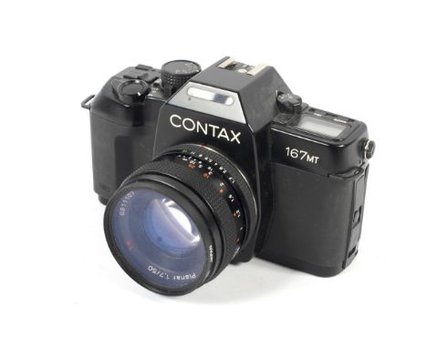 A Contax 167MT 35mm SLR camera. With a Carl Zeiss 50mm 1:1.7 Planar lens