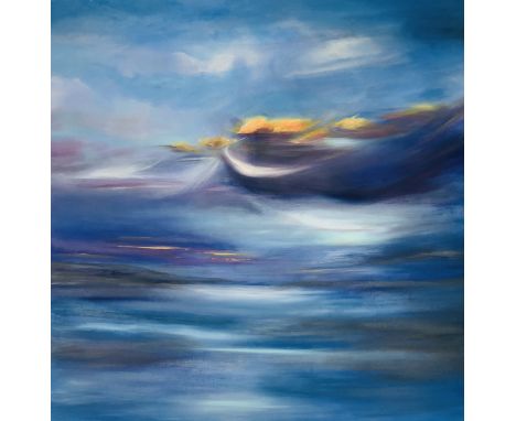 Laura Lee, "Trace of Light", oil on linen canvas, 80 x 80cm, c. 2022. Capturing the trace of sunlight in this atmospheric sky