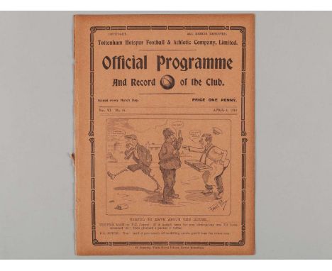 Tottenham Hotspur v. Liverpool match programme, 4th April 1914, ex bound volume.