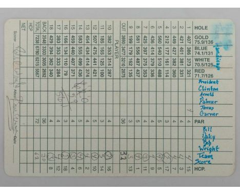 Bill Clinton signed score card from the Robert Trent Jones Golf Club with COA, signed Bill Clinton baseball and similar Hilar