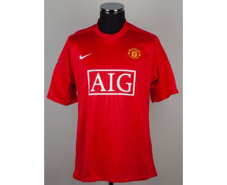 Wayne Rooney red No.10 Manchester United v. Tottenham Hotspur short-sleeved shirt, 2007-08, Nike, XL, with v-neck collar and 