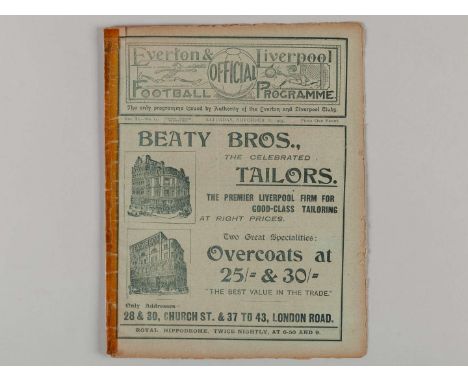 Liverpool v. Preston North End / Everton Reserves v. Manchester United Reserves combined match programme, 18th November 1905,