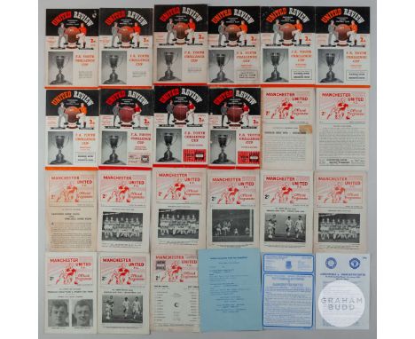 Manchester United home F.A. Youth Cup programmes, all with tokens intact, 1955-6 v Bexley Heath & Welling, Newcastle United, 