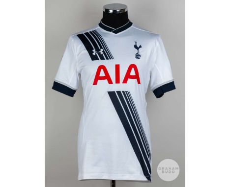 Erik Lamela white No.11 Tottenham Hotspur short-sleeved shirt, 2015-16, Player issue, Under Armour size M, crew neck collar, 