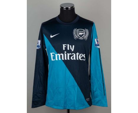 Thierry Henry blue No.12 Arsenal match issued long-sleeved shirt, 2011-12, Nike, L, with crew-neck collar and printed badge, 