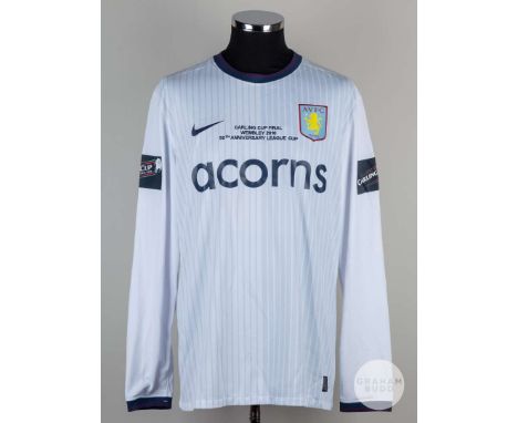 Isaiah Osbourne white No.27 Aston Villa v Manchester United Carling Cup Final long-sleeved shirt, 2010, Nike XL, player issue