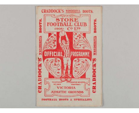 Stoke v. Liverpool match programme, 28th April 1923, signs of folds, lacking staples.