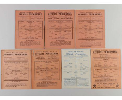 Three Arsenal match programmes comprising Brentford 2nd May 1942, London, War Cup semi-final, Clapton Orient. League South Cu