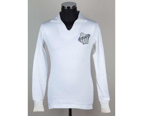 Pelé signed white No.10 Santos long-sleeved shirt, by Ceppo with additional Moura Esportes label, signed in biro to the back 