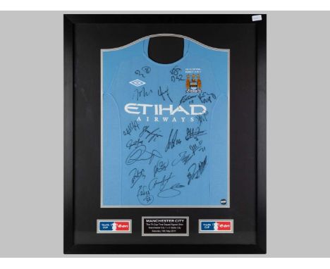 Manchester City 2011 FA Cup winners signed and framed club shirt with club hologram certificate of authenticity to match shir