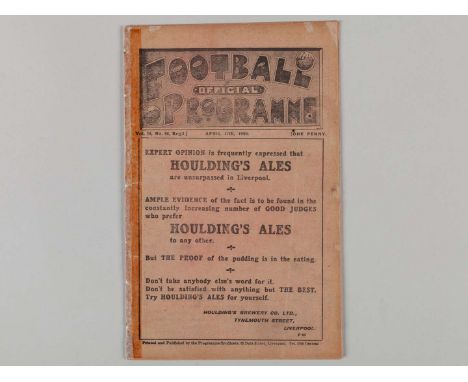 Liverpool v. West Bromwich Albion / Everton Reserves v. Burnley Reserves combined match programme, 17th April 1920, spine tap