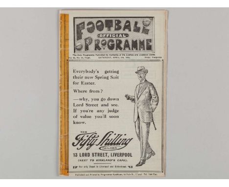 Liverpool v. Birmingham City / Everton Reserves v. Aston Villa Reserves combined match programme, 4th April 1925, spine taped