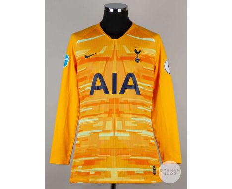 Hugo Lloris yellow No.1 Tottenham Hotspur long-sleeved 3rd choice goalkeeper jersey 2019-20, Nike, size L, crew neck collar w