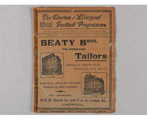 Liverpool v. West Bromwich Albion / Everton Combination v. Bury Reserves combined match programme, 15th October 1904, spined 