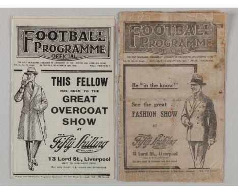 Liverpool v. West Bromwich Albion / Everton Reserves v. Bolton Reserves combined match programme, 20th November 1926, one pag