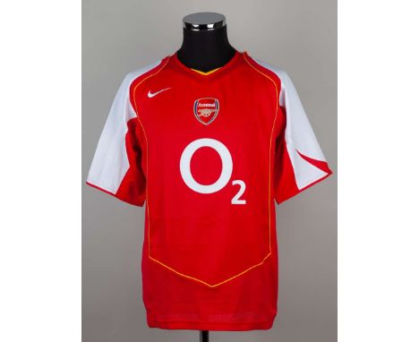 Ashley Cole red No.3 Arsenal v Bayern Munich Champions League short-sleeved shirt, 2005, Nike, L, with v-neck collar and embr