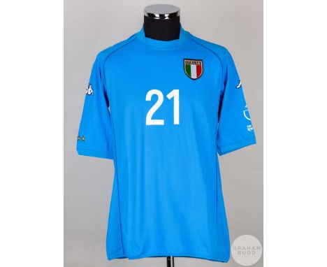 Christian Vieri blue No.21 Italy short sleeved replica shirt, 2011-12 , Kappa, crew neck collar, embroidered badge, reverse l