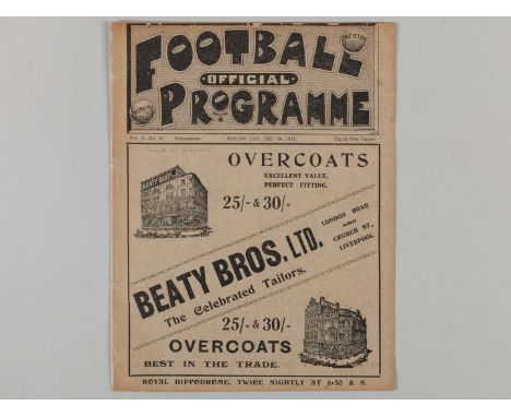 Liverpool v. Newcastle United / Everton Reserves v. Blackburn Rovers Reserves combined match programme, 26th December 1912, s