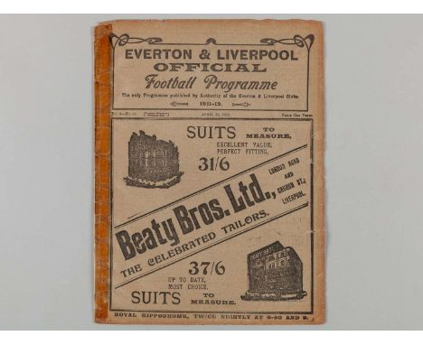 Liverpool v. Sheffield United /Everton Reserves v. Blackpool Reserves combined match programme, 20th April 1912, spine taped.