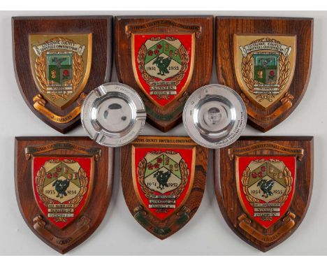 Jimmy Harris Everton F.A. six various Liverpool County Football Combination plaques, presented to Harris comprising 1950s and