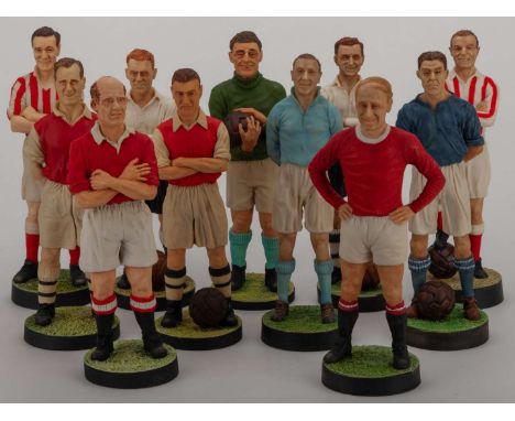 Johnny Carey a set of eleven football figures comprising Johnny Carey, Bobby Charlton, Matt Busby, Tommy Lawton, Eddie Hapgoo