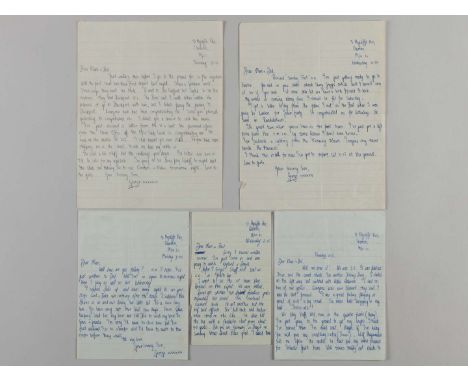 George Best seven various handwritten letters from George Best to his mother and father, circa 1963, the letters giving detai