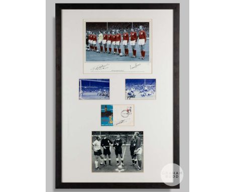 A nice montage relating to all of the goalscorers in the 1966 World Cup Final, consisting of a colour washed image of the tea