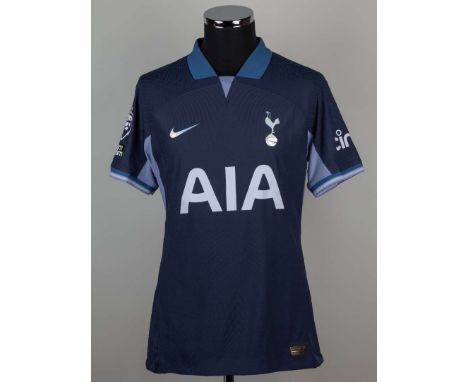 Richarlison blue No.9 Tottenham Hotspur match issued short-sleeved shirt, 2023-24, Nike, L, with crew-neck collar and printed