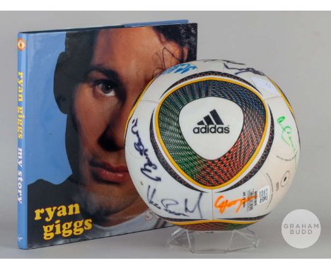 An Adidas Jabulani ball, South Africa 2010, the ball bearing fifteen FIFA Committee member autographs including Bobby Charlto