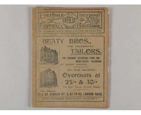 Liverpool v. Middlesbrough / Everton Reserves v. Darwen combined match programme, 17th March 1906, tape repairs.