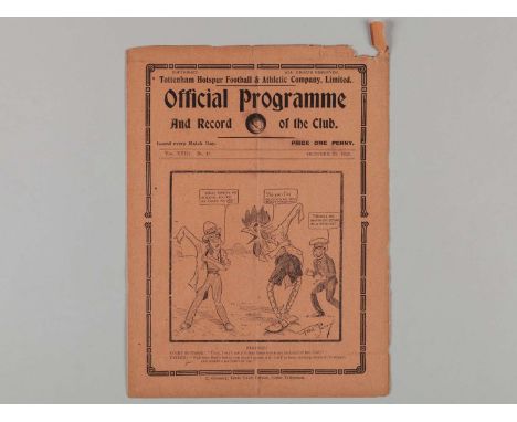 Tottenham Hotspur v. Liverpool match programme, 24th October 1925, folds, paper lose, pencil score.