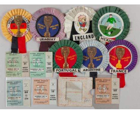 Five various 1966 World Cup ticket stubs, comprising Final, semi-final, 26th July, Quarter-final, 23rd July and England v. Me