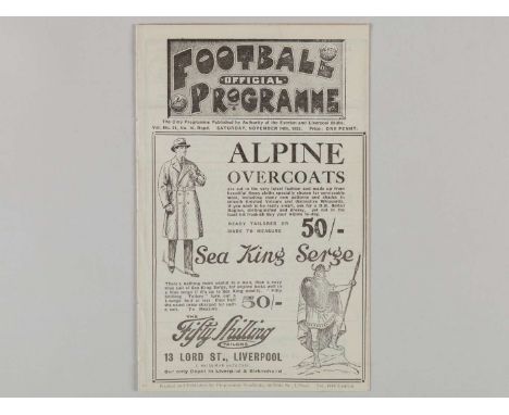 Liverpool v. West Bromwich Albion / Everton Reserves v. Aston Villa Reserves combined match programme, 14th November 1925, ex