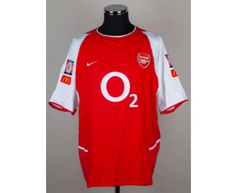 Thierry Henry red and white No.14 Arsenal v. Liverpool match issued short-sleeved shirt, 2002, Nike, XL, with crew-neck colla