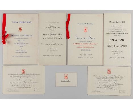 1952 Arsenal dinner and dance menu card to celebrated 1952 F.A.Cup final, 3rd May 1952, autographed by eleven players includi