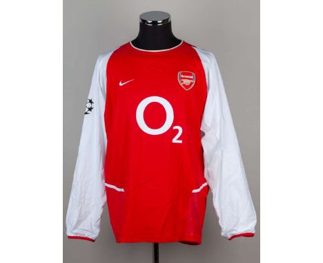 Thierry Henry red and white No.14 Arsenal Champions League match worn long-sleeved shirt, 2002-03, Nike, L, with crew-neck co