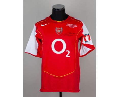 Lauren red and white No.12 Arsenal short-sleeved shirt, 2005, Nike, L, with v-neck collar and embroidered THE FA CUP FINAL MI