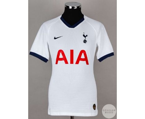 Christian Eriksen white and blue No.23 Tottenham Hotspur short-sleeved shirt, 2019-20, Nike, size S with v-neck collar and pr