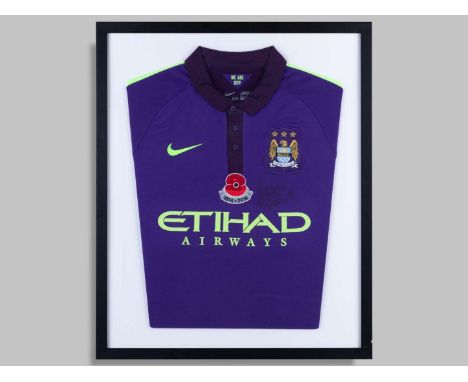 Samir Nasri purple No.8 Manchester City v. Queens Park Rangers match worn shirt, 2014, Nike, L with button-up collar and embr