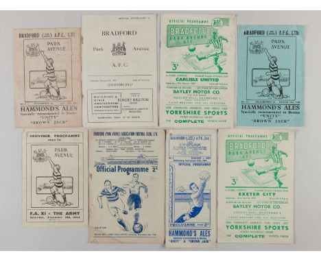 Eight interesting Bradford Park Avenue home programmes from the 1940's and 50's comprising games against Sunderland, October 