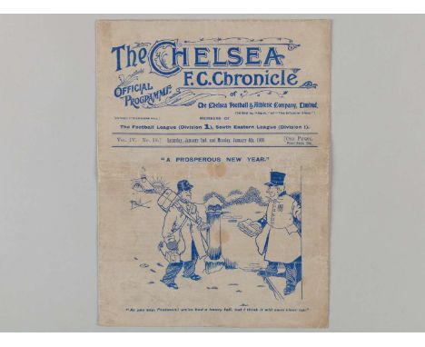 Chelsea v. Liverpool / Chelsea v. Queen's Park Rangers a combined match programme 2nd-4th January, signs of fold, some staini