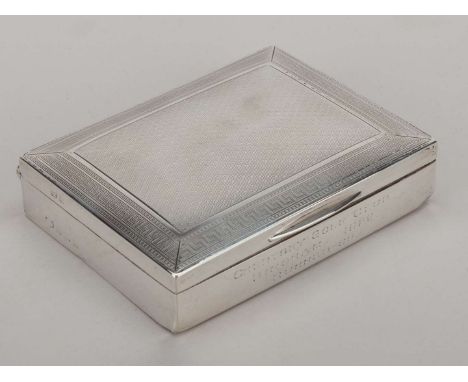 A silver Chertsey Golf Club cigarette case inscribed Chertsey Gold Club, Bingham 1929, Runner-up with hinged lid, 11cm. wide.