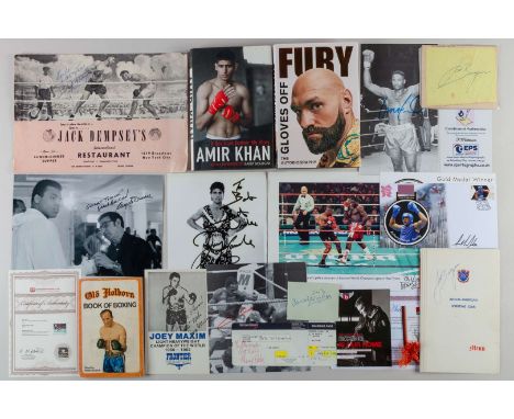 A collection of various boxing autographs including Henry Cooper, &nbsp;Joe Bugner, Brian London, Frank Bruno, Ricky Hatton, 