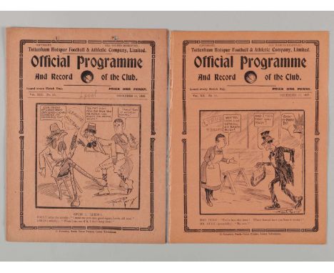 Two Tottenham Hotspur match programmes 1926-27 comprising 11th December 1926, pencil text on cover, punch holes and 17th Dece