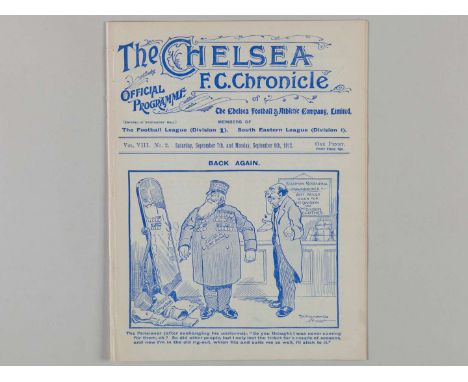 Chelsea v. Liverpool and Chelsea v. Tottenham Hotspur combined match programme, 7-9th September 1912, ex bound volume.