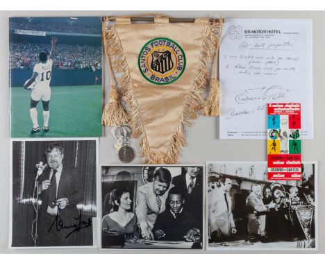 Pelé New York Cosmos memorabilia, including a photocopy of Pele's first sign of agreement to join the Cosmos, a signed "offer