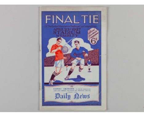 Arsenal v. Cardiff City 1927 F.A.Cup final match programme, 23rd April 1927, rusty staples, centre pages loose, wear and smal